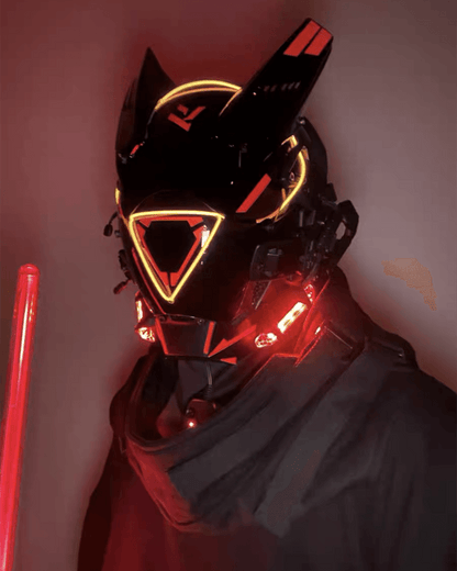 LED Cyberpunk Sci-Fi Helmet - cyberpunk fashion - Futuristic LED Cyberpunk Sci-Fi Helmet with Balaclava - View 2