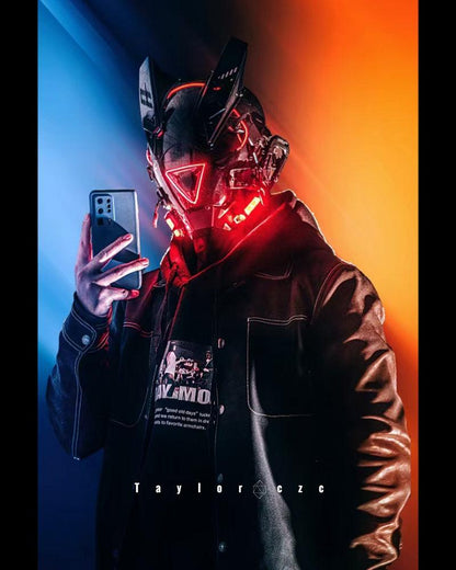LED Cyberpunk Sci-Fi Helmet - cyberpunk fashion - Futuristic LED Cyberpunk Sci-Fi Helmet with Balaclava - View 9