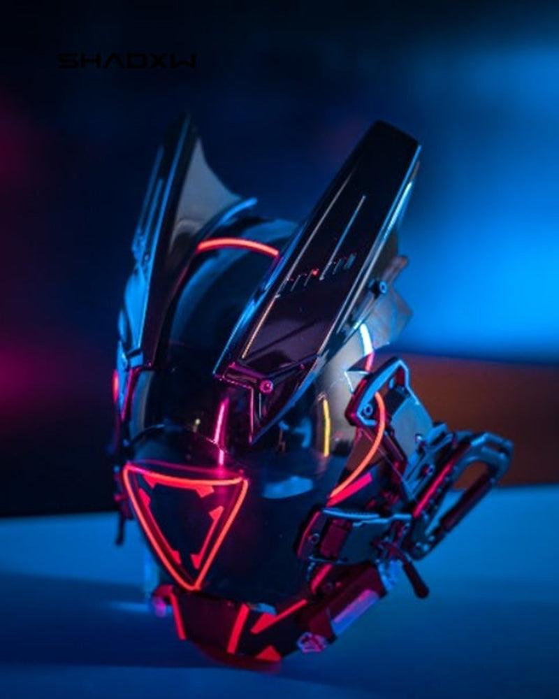 LED Cyberpunk Sci-Fi Helmet -  LED helmet - Futuristic LED Cyberpunk Sci-Fi Helmet with Balaclava - View 18