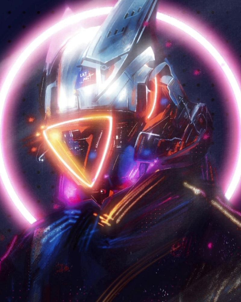 LED Cyberpunk Sci-Fi Helmet -  LED helmet - Futuristic LED Cyberpunk Sci-Fi Helmet with Balaclava - View 4