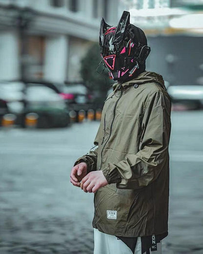 LED Cyberpunk Sci-Fi Helmet -  techwear - Futuristic LED Cyberpunk Sci-Fi Helmet with Balaclava - View 13