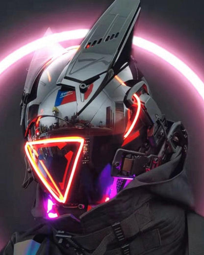 LED Cyberpunk Sci-Fi Helmet -  techwear - Futuristic LED Cyberpunk Sci-Fi Helmet with Balaclava - View 6
