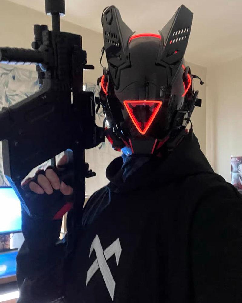 LED Cyberpunk Sci-Fi Helmet - cyberpunk - Futuristic LED Cyberpunk Sci-Fi Helmet with Balaclava - View 15