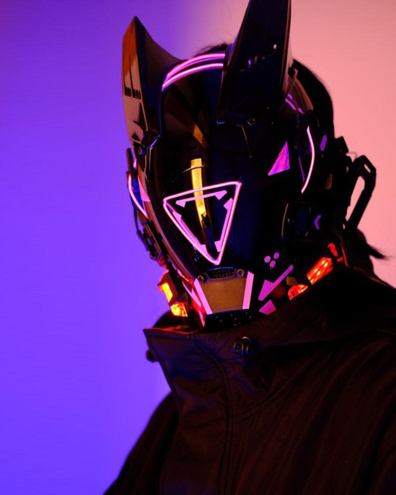 LED Cyberpunk Sci-Fi Helmet -  techwear accessories - Futuristic LED Cyberpunk Sci-Fi Helmet with Balaclava - View 7