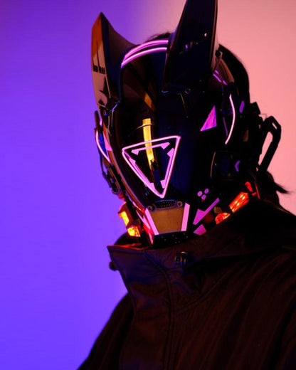 LED Cyberpunk Sci-Fi Helmet -  techwear accessories - Futuristic LED Cyberpunk Sci-Fi Helmet with Balaclava - View 7