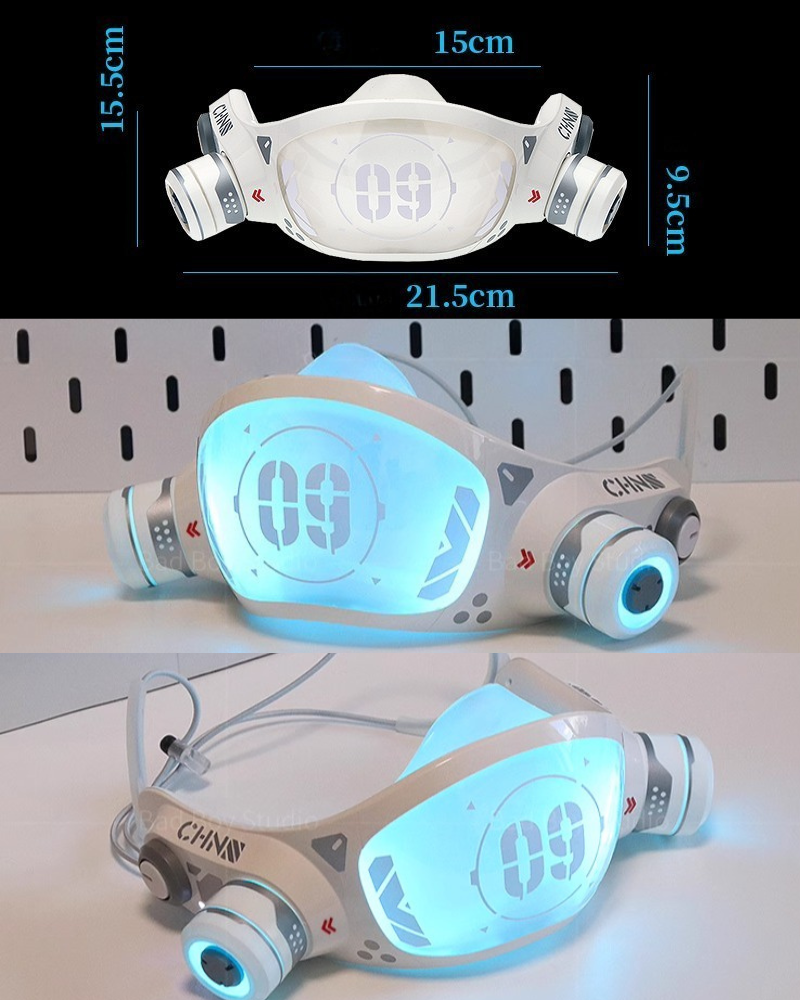 LED Glow Mech Armor Mask -  futuristic costume - LED Glow Mech Armor Mask for Cyberpunk Cosplay - View 12