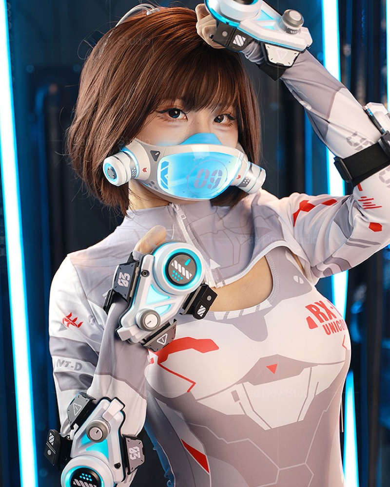 LED Glow Mech Armor Mask - led mask - LED Glow Mech Armor Mask for Cyberpunk Cosplay - View 2