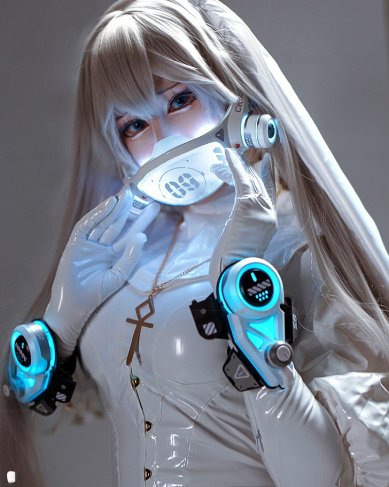 LED Glow Mech Armor Mask - led mask - LED Glow Mech Armor Mask for Cyberpunk Cosplay - View 8