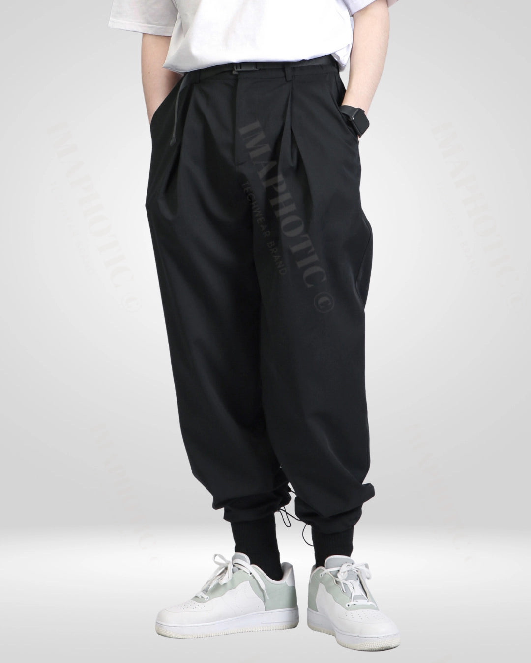 Loose Fit Drawstring Hem Pants - loose fit - Comfortable Loose Fit Drawstring Hem Pants for Everyday Wear - Main view