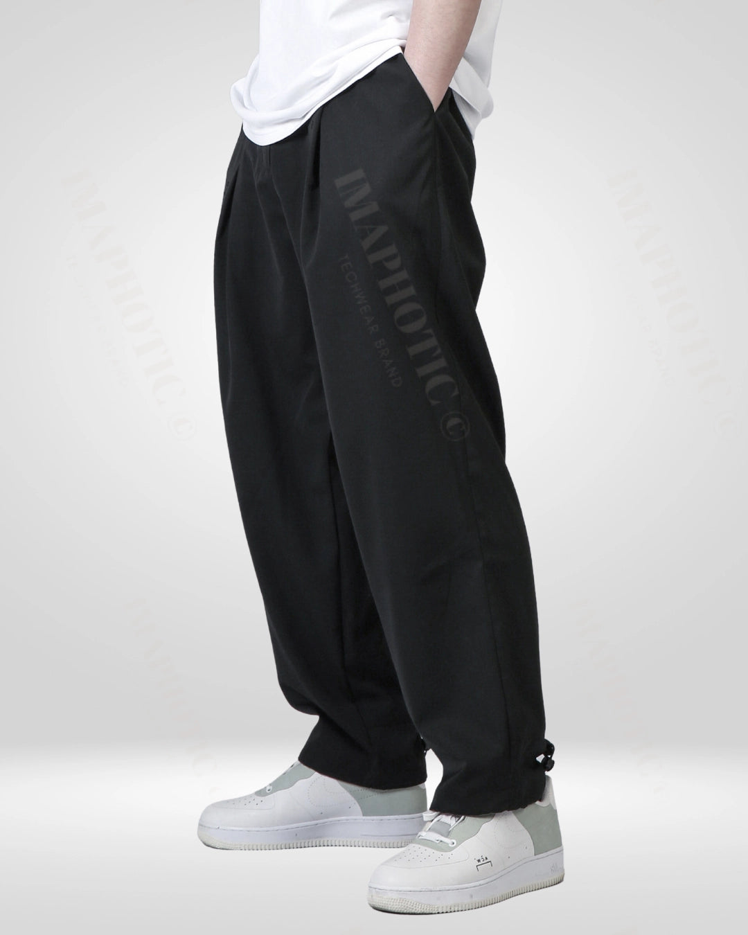Loose Fit Drawstring Hem Pants - versatile wardrobe addition - Comfortable Loose Fit Drawstring Hem Pants for Everyday Wear - View 2