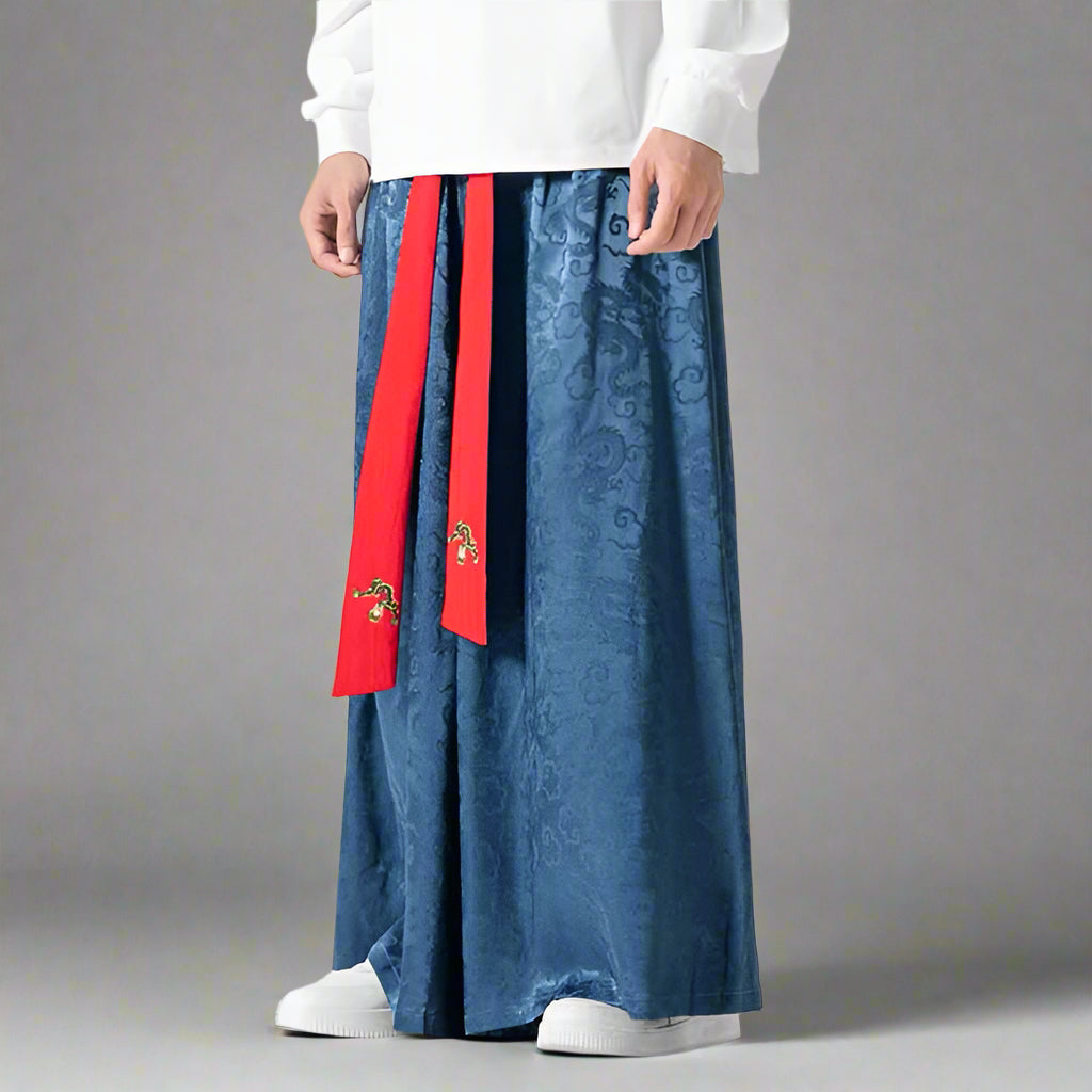 Luxe Flowing Hakama Trousers - hakama trousers - Elegant Silky Hakama Trousers for Casual Style - Main view
