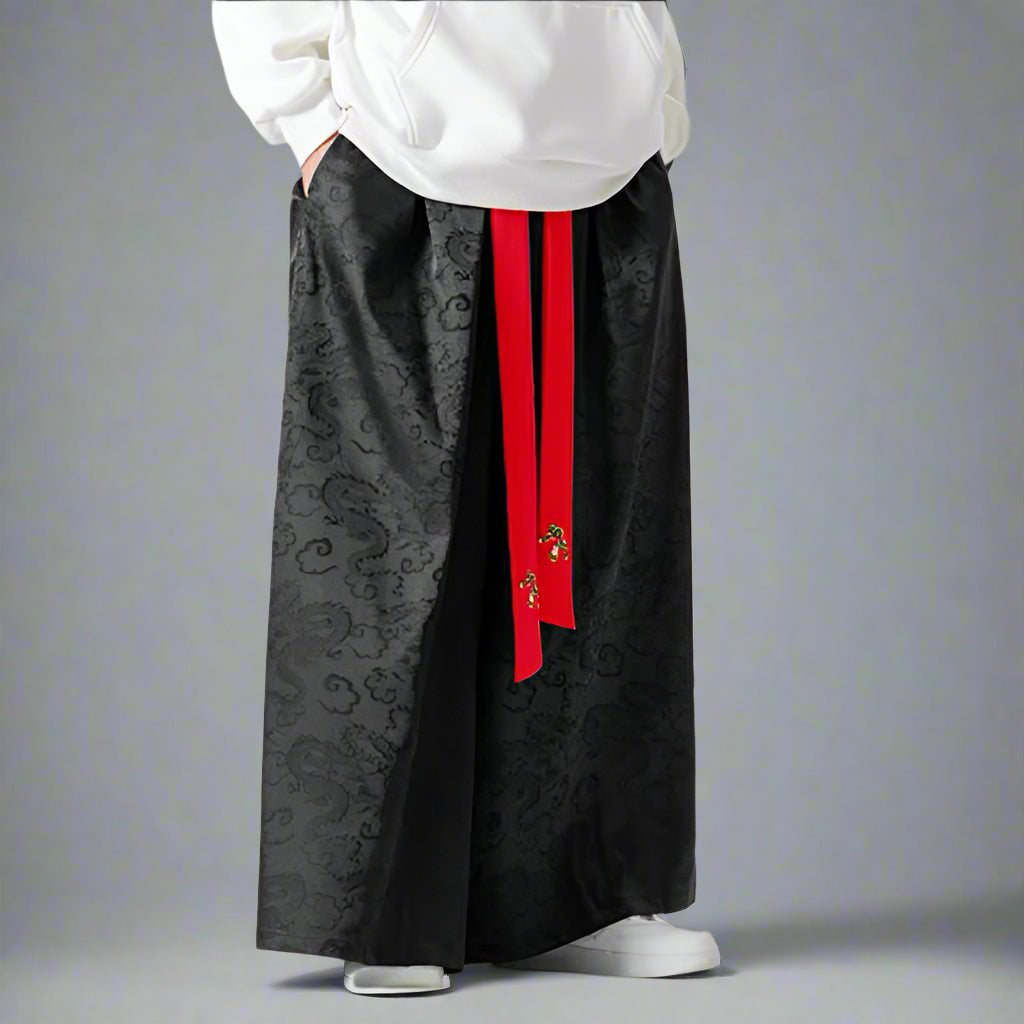 Luxe Flowing Hakama Trousers - silky hakama pants - Elegant Silky Hakama Trousers for Casual Style - View 2