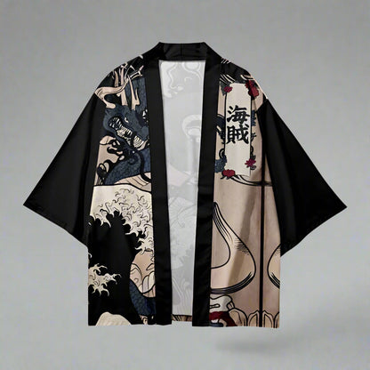 Majestic Dragon Kimono Elegance - dragon kimono - Majestic Dragon Kimono Haori Jacket for Stylish Comfort - Main view