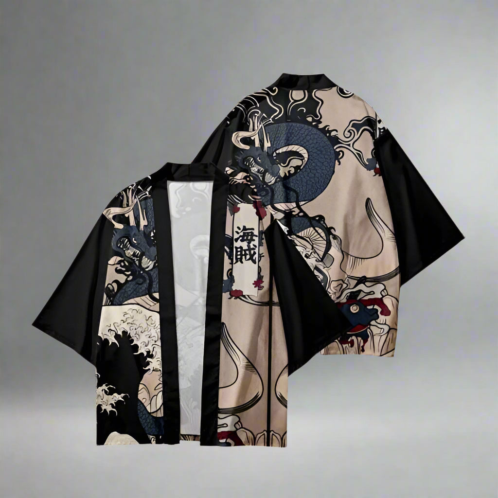 Majestic Dragon Kimono Elegance -  haori jacket - Majestic Dragon Kimono Haori Jacket for Stylish Comfort - View 3
