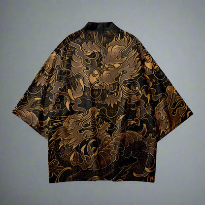 Majestic Dragon Kimono - traditional kimono style - Elegant Golden Dragon Kimono for Stylish Comfort - View 2