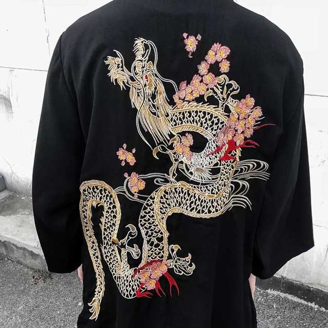 Majestic Dragon Kimono Wrap -  dragon - Majestic Dragon Kimono Wrap for Effortless Elegance - View 3