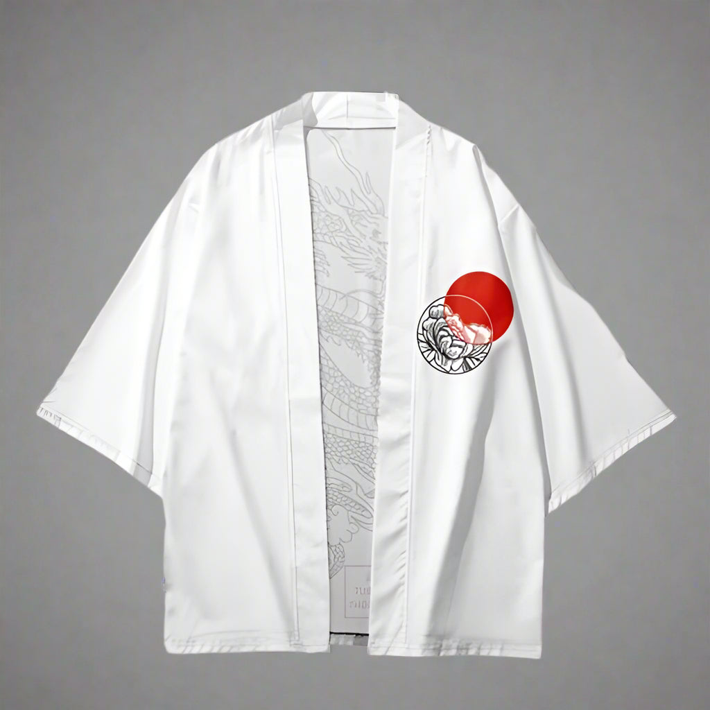 Majestic Dragon-Patterned Haori - dragon haori - Majestic Dragon-Patterned Haori Cardigan - Main view