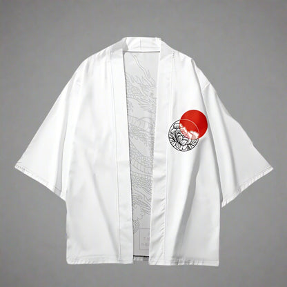 Majestic Dragon-Patterned Haori - dragon haori - Majestic Dragon-Patterned Haori Cardigan - Main view