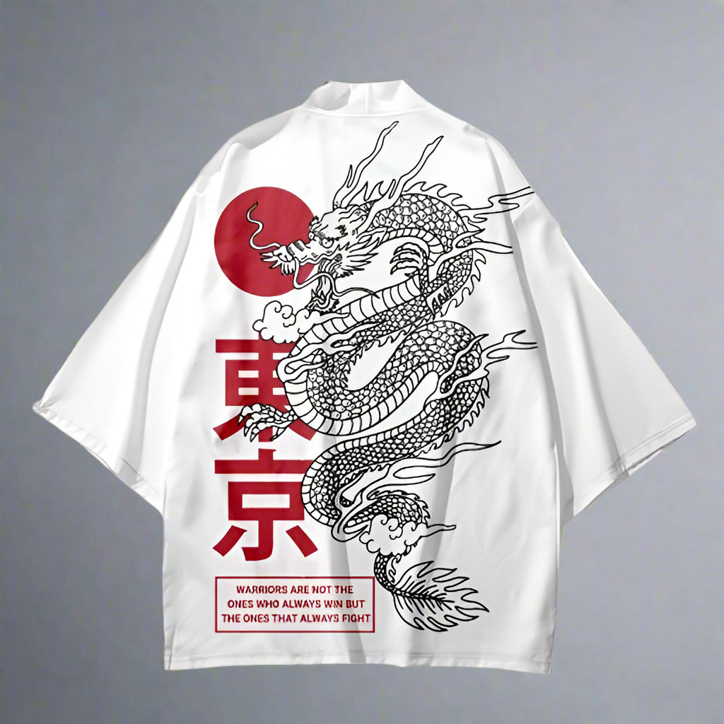 Majestic Dragon-Patterned Haori - modern haori - Majestic Dragon-Patterned Haori Cardigan - View 2