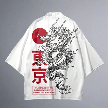 Majestic Dragon-Patterned Haori - modern haori - Majestic Dragon-Patterned Haori Cardigan - View 2