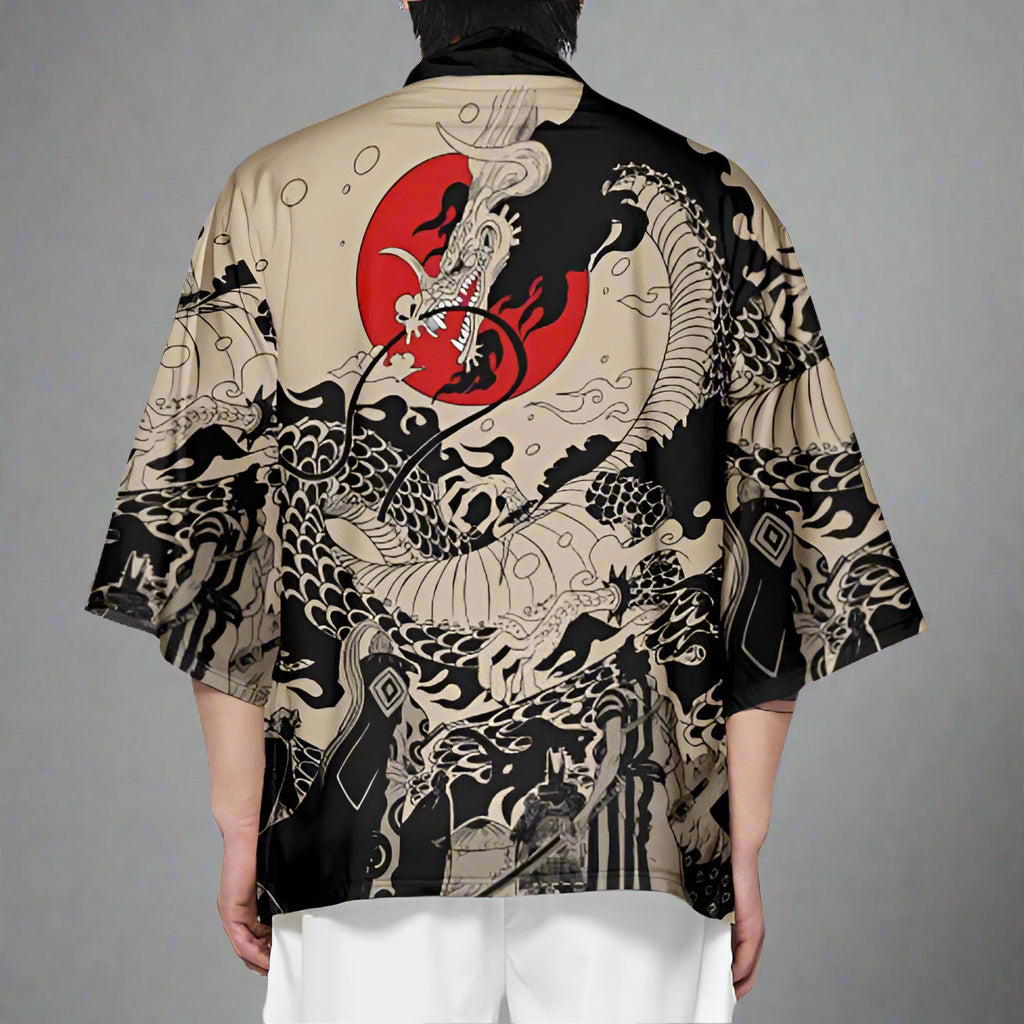 Majestic Dragon Silk Kimono -  comfortable kimono - Stylish Dragon Silk Kimono with Bold Print - View 3