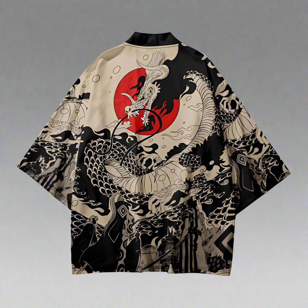 Majestic Dragon Silk Kimono - dragon print kimono - Stylish Dragon Silk Kimono with Bold Print - View 2