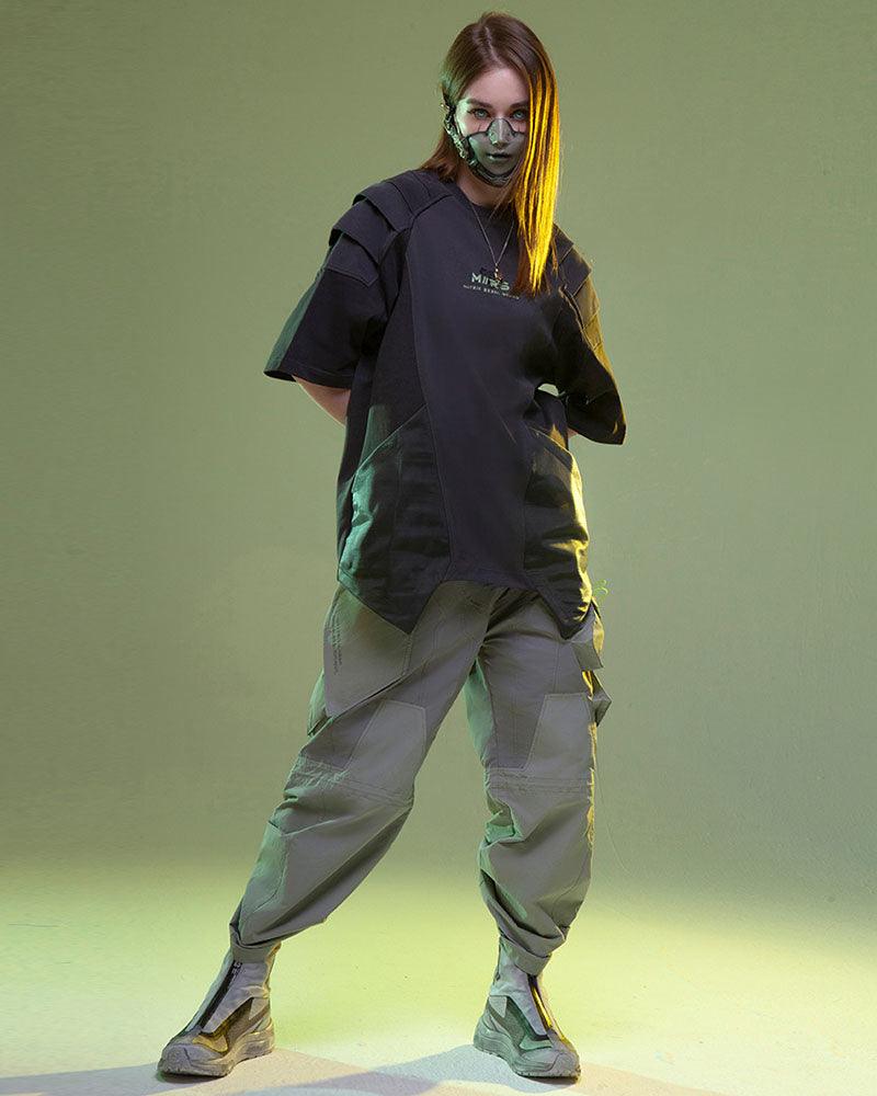 Mech Patch Cyberpunk Tee -  100% cotton shirt - Cyberpunk-Inspired Mech Patch Unisex Tee - View 11