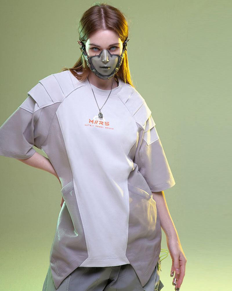 Mech Patch Cyberpunk Tee -  cotton tee - Cyberpunk-Inspired Mech Patch Unisex Tee - View 12