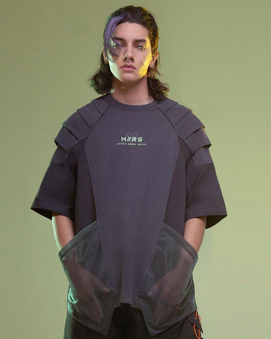 Mech Patch Cyberpunk Tee - cyberpunk - Cyberpunk-Inspired Mech Patch Unisex Tee - Main view