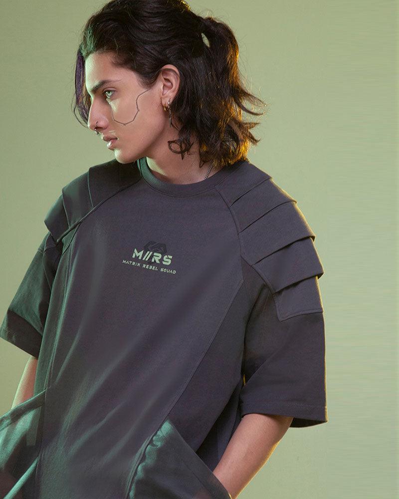 Mech Patch Cyberpunk Tee -  edgy fashion - Cyberpunk-Inspired Mech Patch Unisex Tee - View 5