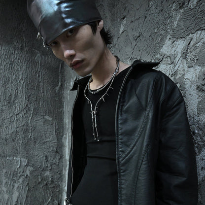 Mechanical Dawn Pendant Necklace -  contemporary accessories - Futuristic Double-Layered Mechanical Necklace - View 3