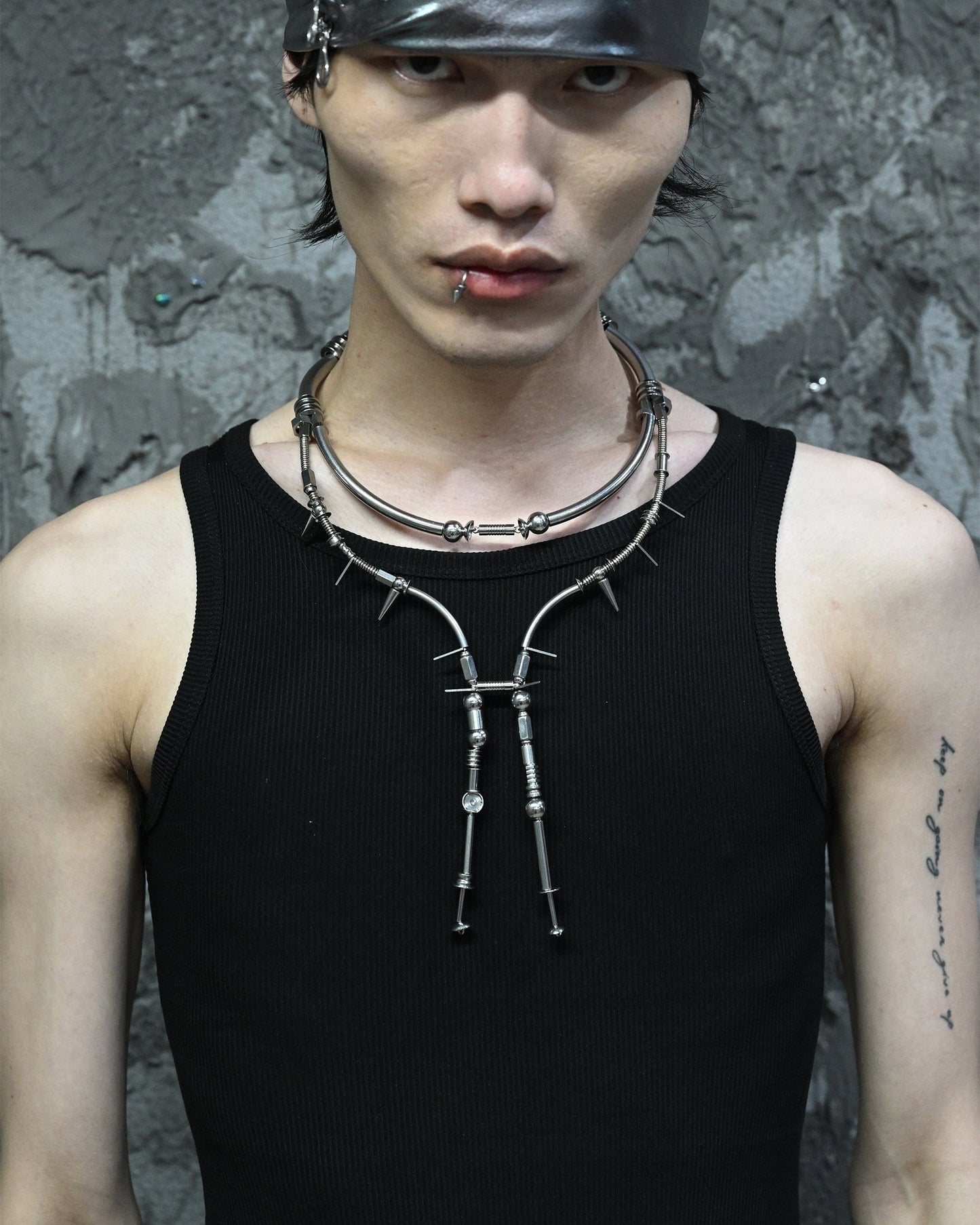 Mechanical Dawn Pendant Necklace -  double-layered - Futuristic Double-Layered Mechanical Necklace - View 4