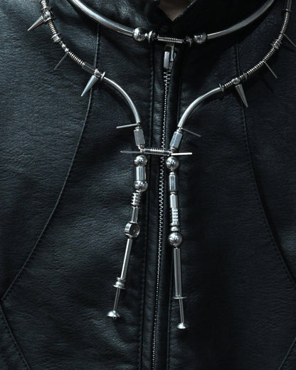 Mechanical Dawn Pendant Necklace - double-layered necklace - Futuristic Double-Layered Mechanical Necklace - View 8