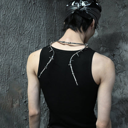 Mechanical Dawn Pendant Necklace - pendant necklace - Futuristic Double-Layered Mechanical Necklace - View 2