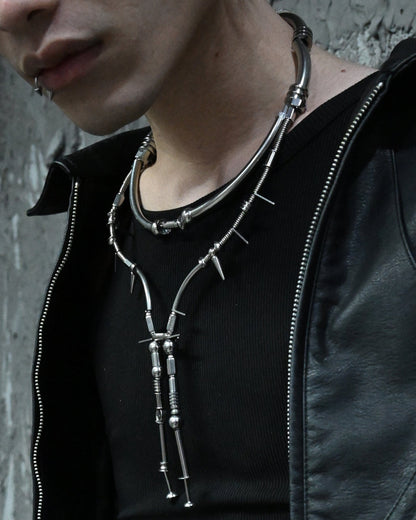 Mechanical Dawn Pendant Necklace - pendant necklace - Futuristic Double-Layered Mechanical Necklace - View 9