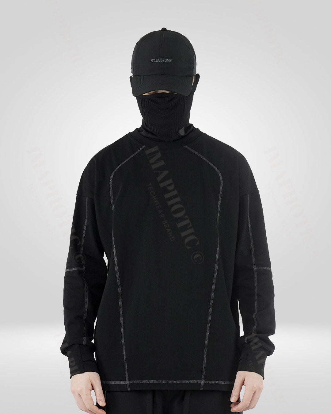 Men's Black Cotton Sweatshirt - Round Neck Long Sleeve -  casual wear - Men's Black Cotton Sweatshirt with Round Neck and Long Sleeves - View 3