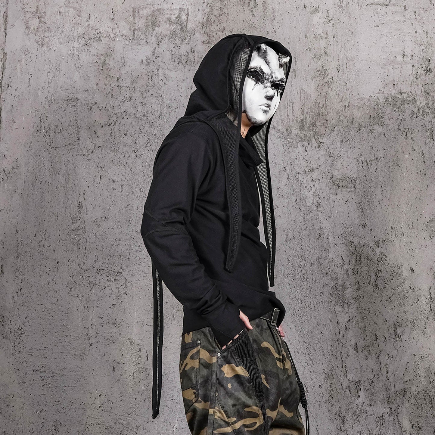 Mesh-Spliced Long Strap Durag -  durable headwear - Breathable Mesh-Spliced Long Strap Durag for Comfort - View 3