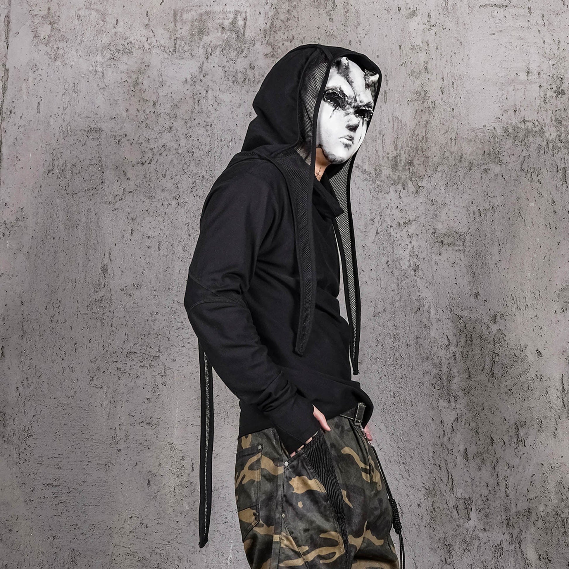 Mesh-Spliced Long Strap Durag -  durable headwear - Breathable Mesh-Spliced Long Strap Durag for Comfort - View 3