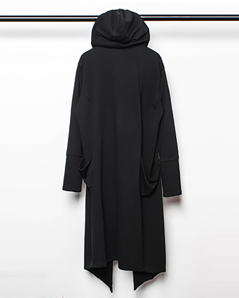 Mystical Black Drawstring Cape - black cape - Unique Black Drawstring Cape for Stylish Outfits - View 9