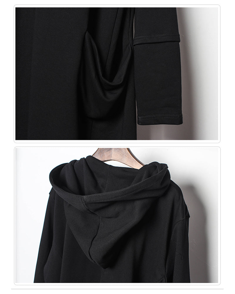 Mystical Black Drawstring Cape -  customizable fit cape - Unique Black Drawstring Cape for Stylish Outfits - View 11