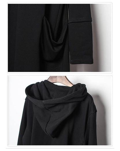 Mystical Black Drawstring Cape -  customizable fit cape - Unique Black Drawstring Cape for Stylish Outfits - View 11