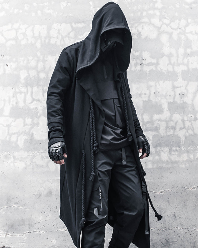 Mystical Black Drawstring Cape -  elegant wizard cape - Unique Black Drawstring Cape for Stylish Outfits - View 5