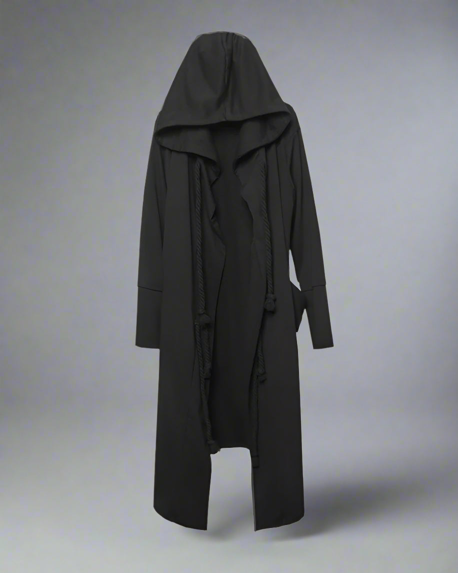 Mystical Black Drawstring Cape -  polyester cape - Unique Black Drawstring Cape for Stylish Outfits - View 7