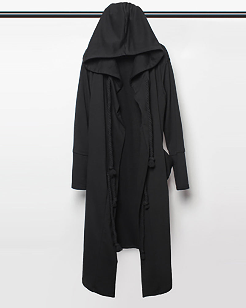 Mystical Black Drawstring Cape -  wizard cape - Unique Black Drawstring Cape for Stylish Outfits - View 8