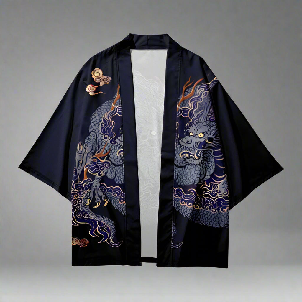 Mystical Dragon Embrace Cardigan - dragon cardigan - Stylish Purple Dragon Kimono Cardigan for Everyday Wear - Main view