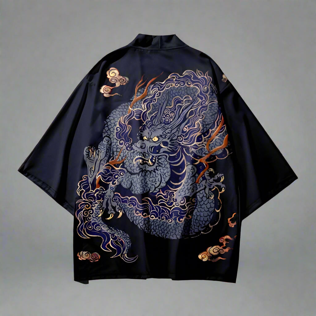 Mystical Dragon Embrace Cardigan - haori kimono cardigan - Stylish Purple Dragon Kimono Cardigan for Everyday Wear - View 2