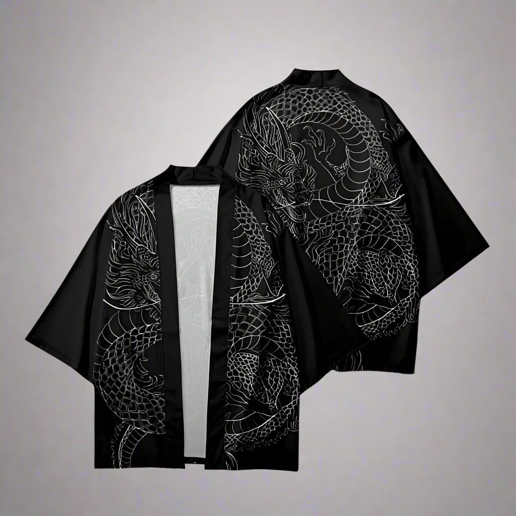 Mystical Dragon Kimono Jacket -  3/4 sleeves style - Stunning Japanese Dragon Kimono Jacket for All Occasions - View 3