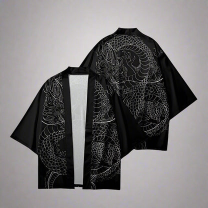Mystical Dragon Kimono Jacket -  3/4 sleeves style - Stunning Japanese Dragon Kimono Jacket for All Occasions - View 3