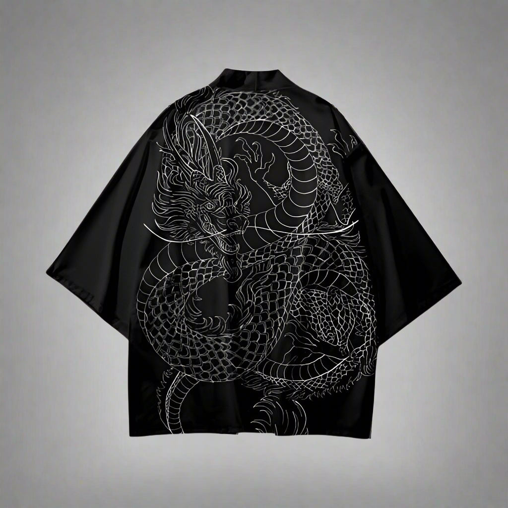 Mystical Dragon Kimono Jacket - stunning dragon design - Stunning Japanese Dragon Kimono Jacket for All Occasions - View 2
