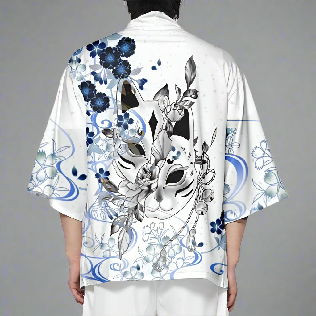 Mystical Fox-Inspired Haori -  japanese kimono cardigan - Kitsune-Inspired Haori: Modern Japanese Cardigan - View 3